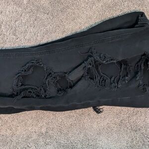 American Eagle women's black distressed mom jeans